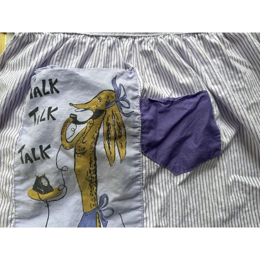 Vintage Novelty Half Apron with 2 pockets 2 tie strings 1950s 1960s handcrafted